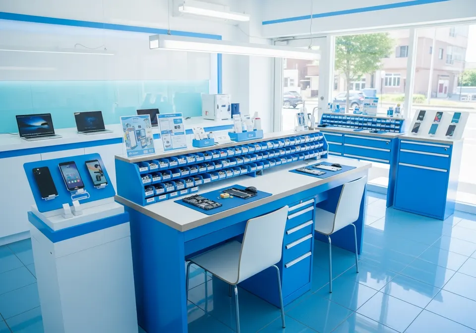 Inside the iRepair device-repair workshop in Avondale, Auckland